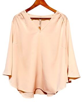 MELISSA MCCARTHY SEVEN7 Blush Bell Sleeve Swing Blouse 1X